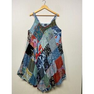 Boho Festival Advance Womens One Size Multicolor Patchwork Rayon Sundress